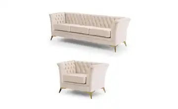 Polstergarnitur 3+1 Goldfarben Beige