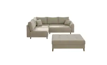 Ecksofa mit Hocker links Beige