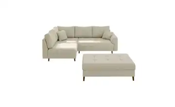 Ecksofa mit Hocker Beige links