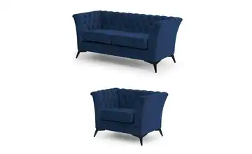 Polstergarnitur 2+1 Schwarz Marineblau