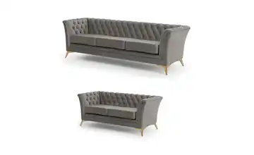 Polstergarnitur 3+2 Grau Goldfarben