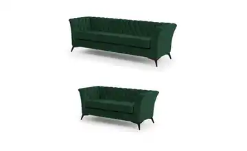 Polstergarnitur 3+2 Flaschengrün Schwarz