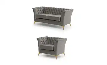 Polstergarnitur 2+1 Goldfarben Grau