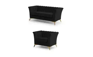 Polstergarnitur 2+1 Goldfarben Schwarz
