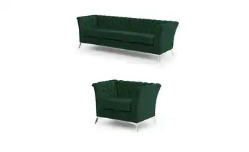 Polstergarnitur 3+1 verchromt Flaschengrün