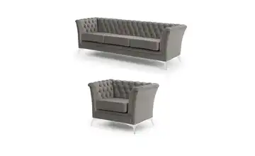 Polstergarnitur 3+1 verchromt Grau