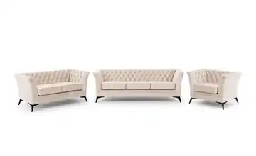 Chesterfield Polstergarnitur 3+2+1 Schwarz Beige