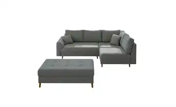 Ecksofa mit Hocker rechts Grau