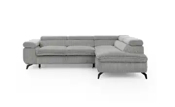 S-STYLE Ecksofa Cordstoff rechts Hellgrau